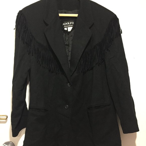 VINTAGE ADOLFO FRINGE TASSEL JACKETS SIZE 16 - Picture 1 of 7